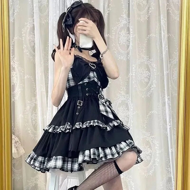 kawaiies-softtoys-plushies-kawaii-plush-Punk Princess Gothic Lolita Black Red Women's Dress Apparel