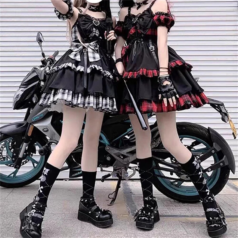 kawaiies-softtoys-plushies-kawaii-plush-Punk Princess Gothic Lolita Black Red Women's Dress Apparel