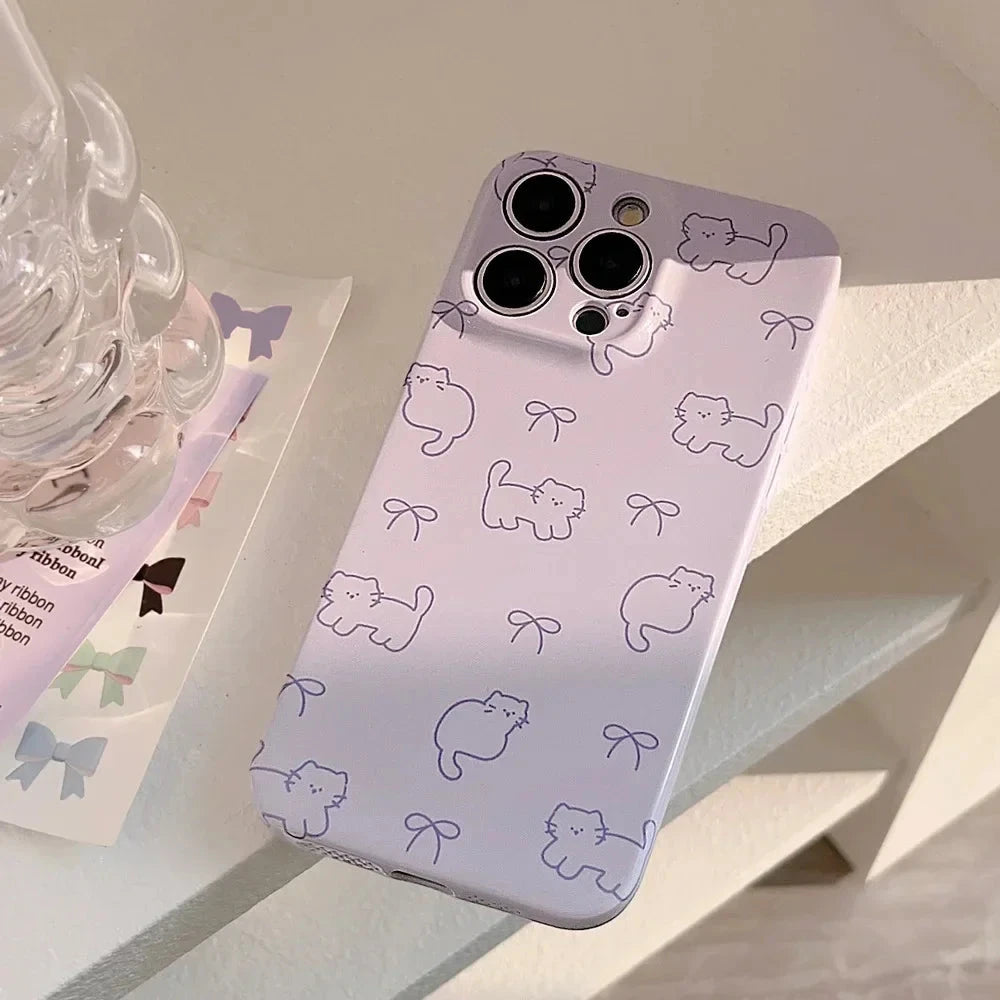 kawaiies-softtoys-plushies-kawaii-plush-Purple Kitten Patterned iPhone Case Accessories