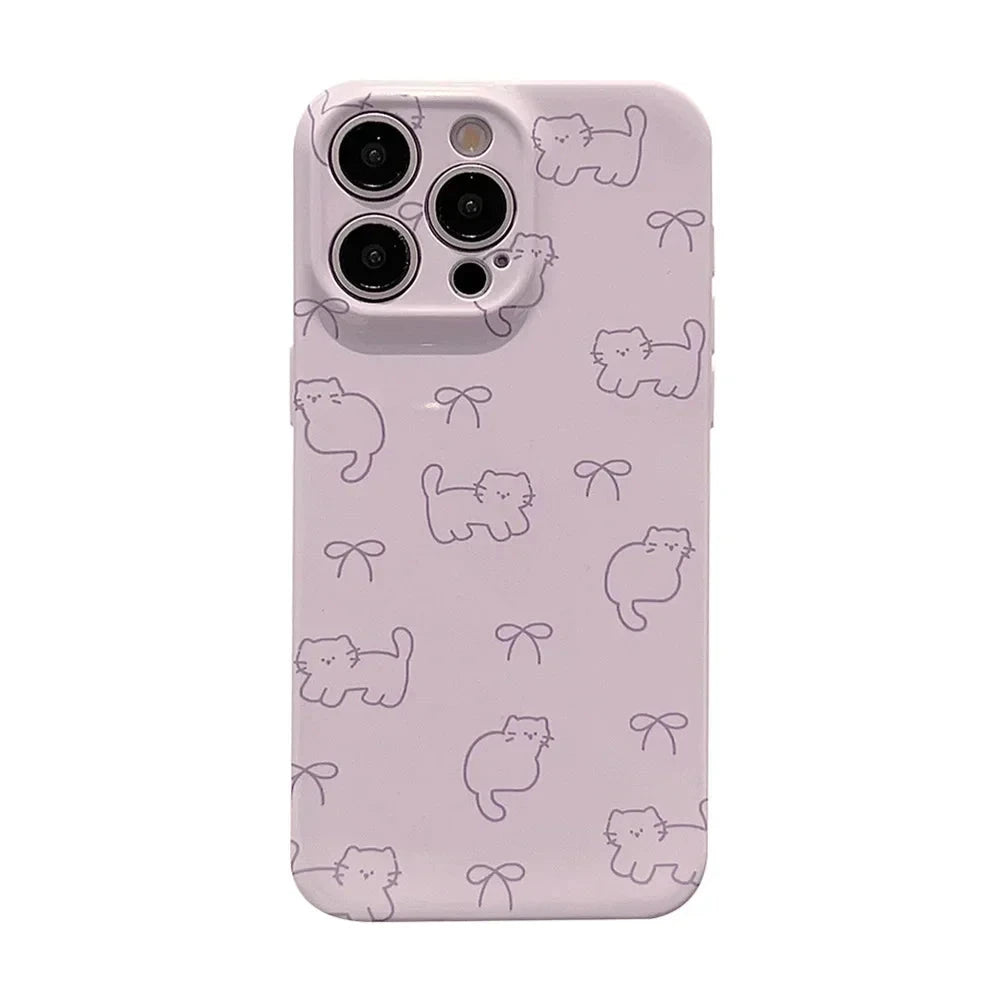 kawaiies-softtoys-plushies-kawaii-plush-Purple Kitten Patterned iPhone Case Accessories