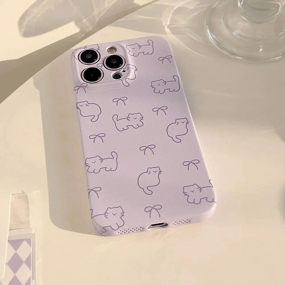 kawaiies-softtoys-plushies-kawaii-plush-Purple Kitten Patterned iPhone Case Accessories