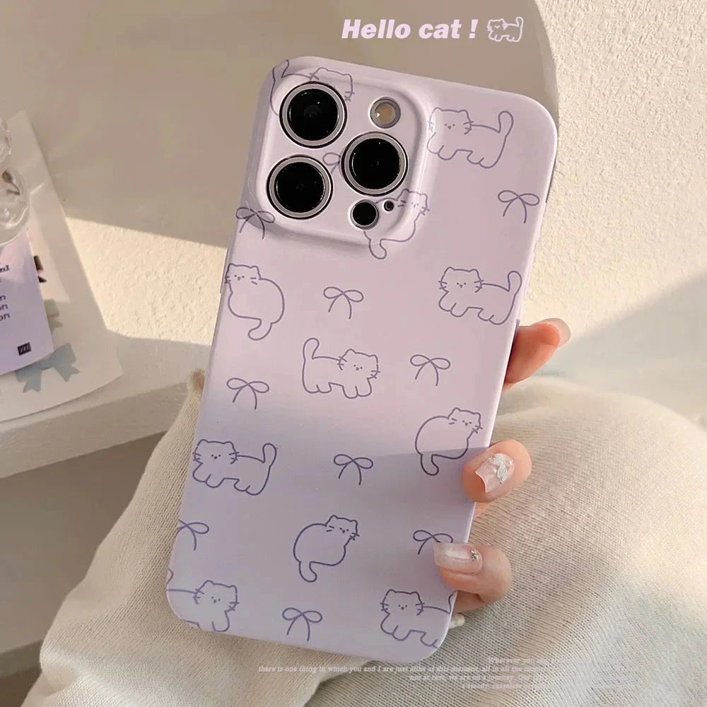 kawaiies-softtoys-plushies-kawaii-plush-Purple Kitten Patterned iPhone Case Accessories