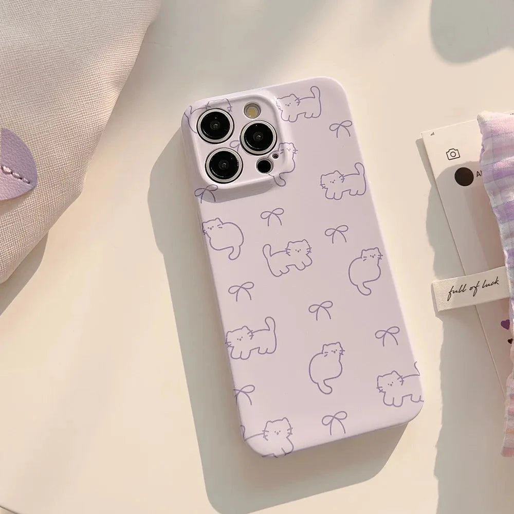 kawaiies-softtoys-plushies-kawaii-plush-Purple Kitten Patterned iPhone Case Accessories