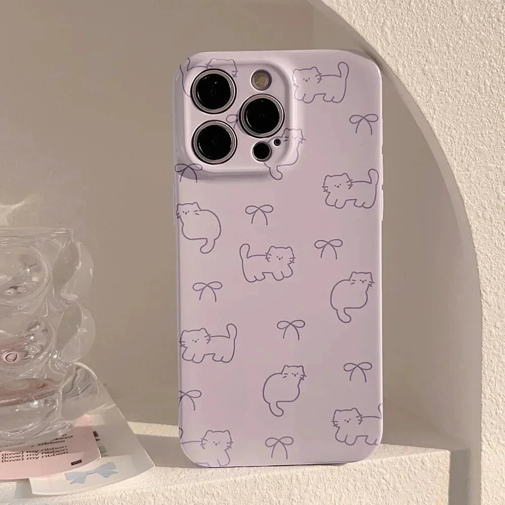 kawaiies-softtoys-plushies-kawaii-plush-Purple Kitten Patterned iPhone Case Accessories