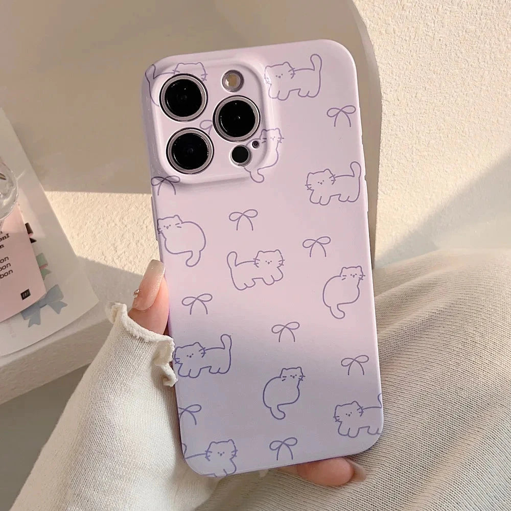 kawaiies-softtoys-plushies-kawaii-plush-Purple Kitten Patterned iPhone Case Accessories