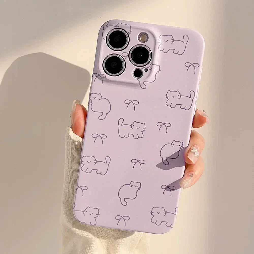 kawaiies-softtoys-plushies-kawaii-plush-Purple Kitten Patterned iPhone Case Accessories iPhone X