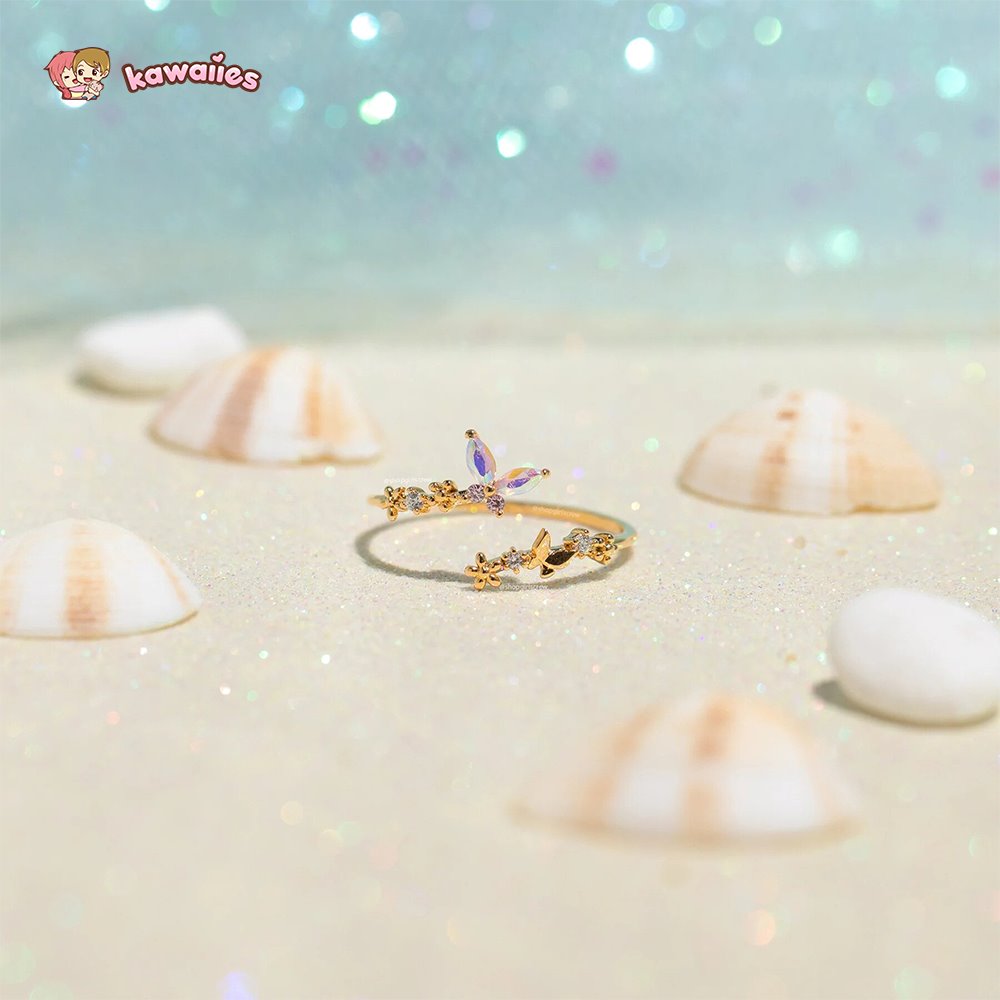 kawaiies-softtoys-plushies-kawaii-plush-Rainbow Butterfly Floral Gold-plated Adjustable Ring Ring 