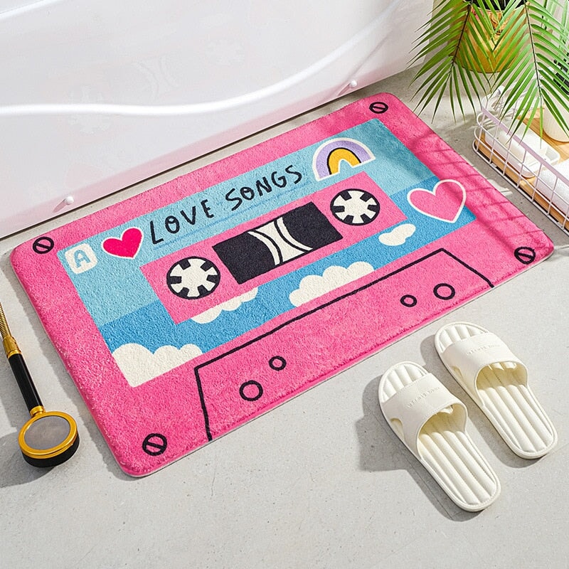 kawaiies-softtoys-plushies-kawaii-plush-Retro Classic Cassette Music Tape Soft Bath Mat | NEW Home Decor 40 x 60cm Love Songs 