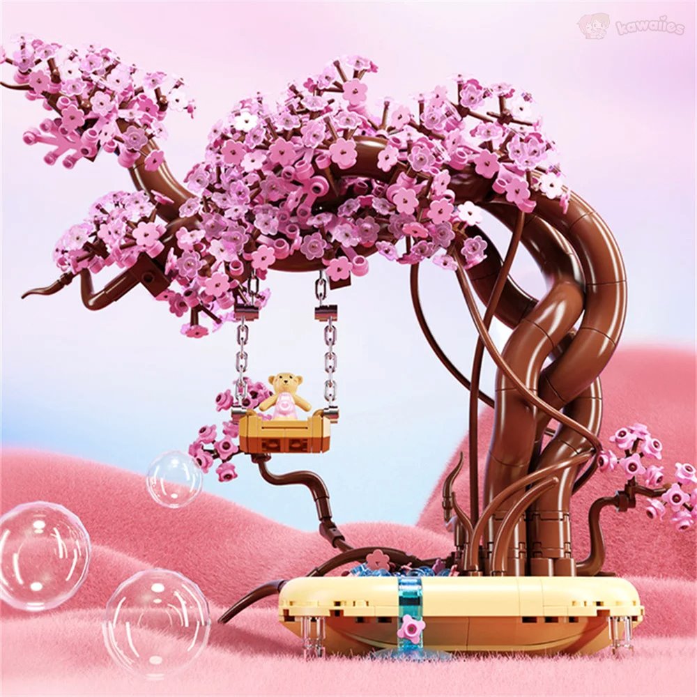 kawaiies-softtoys-plushies-kawaii-plush-Romantic Sakura Bear Swing Tree Micro Building Blocks Build it