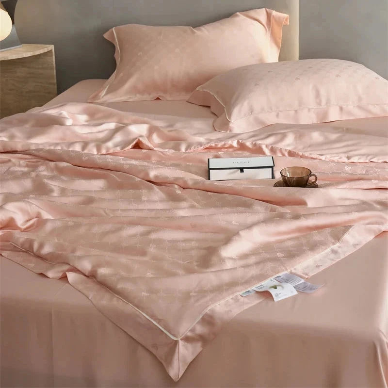 kawaiies-softtoys-plushies-kawaii-plush-Rose Peach Luxurious Lyocell Jacquard Blanket Set Bedding Sets