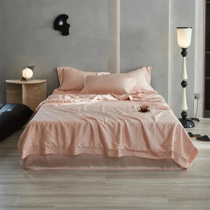 kawaiies-softtoys-plushies-kawaii-plush-Rose Peach Luxurious Lyocell Jacquard Blanket Set Bedding Sets