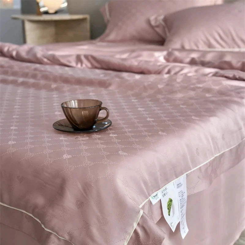 kawaiies-softtoys-plushies-kawaii-plush-Rose Peach Luxurious Lyocell Jacquard Blanket Set Bedding Sets