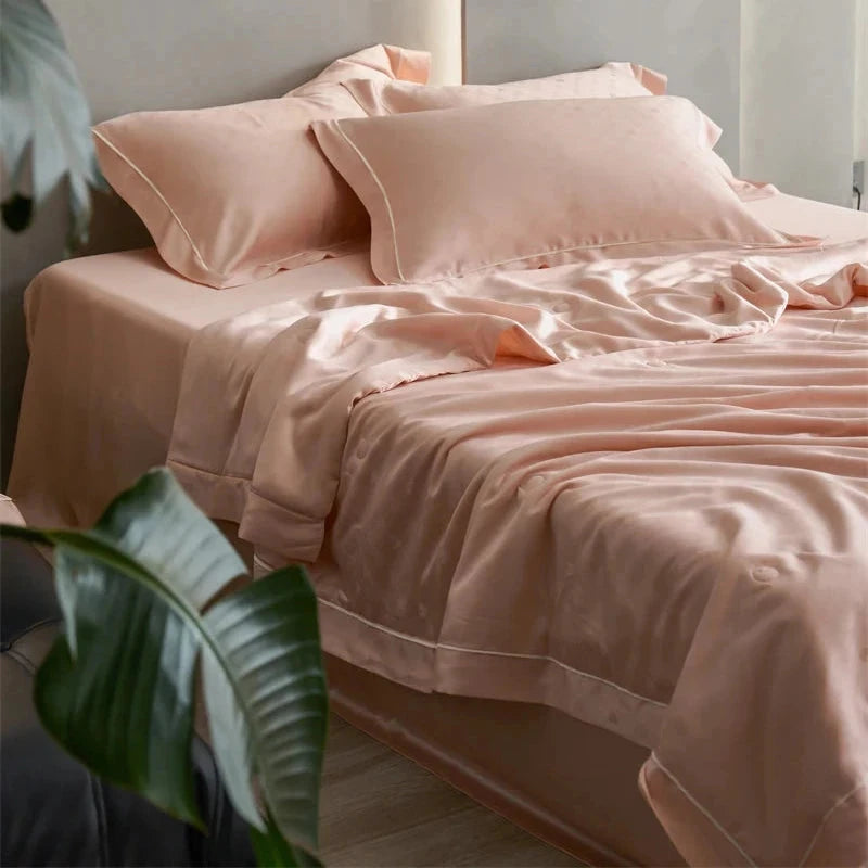 kawaiies-softtoys-plushies-kawaii-plush-Rose Peach Luxurious Lyocell Jacquard Blanket Set Bedding Sets