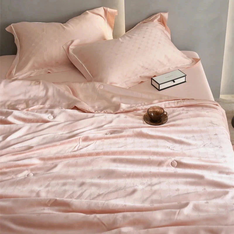 kawaiies-softtoys-plushies-kawaii-plush-Rose Peach Luxurious Lyocell Jacquard Blanket Set Bedding Sets