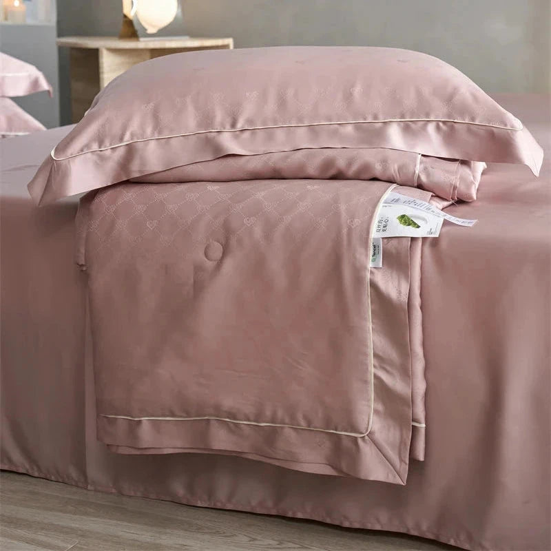 kawaiies-softtoys-plushies-kawaii-plush-Rose Peach Luxurious Lyocell Jacquard Blanket Set Bedding Sets