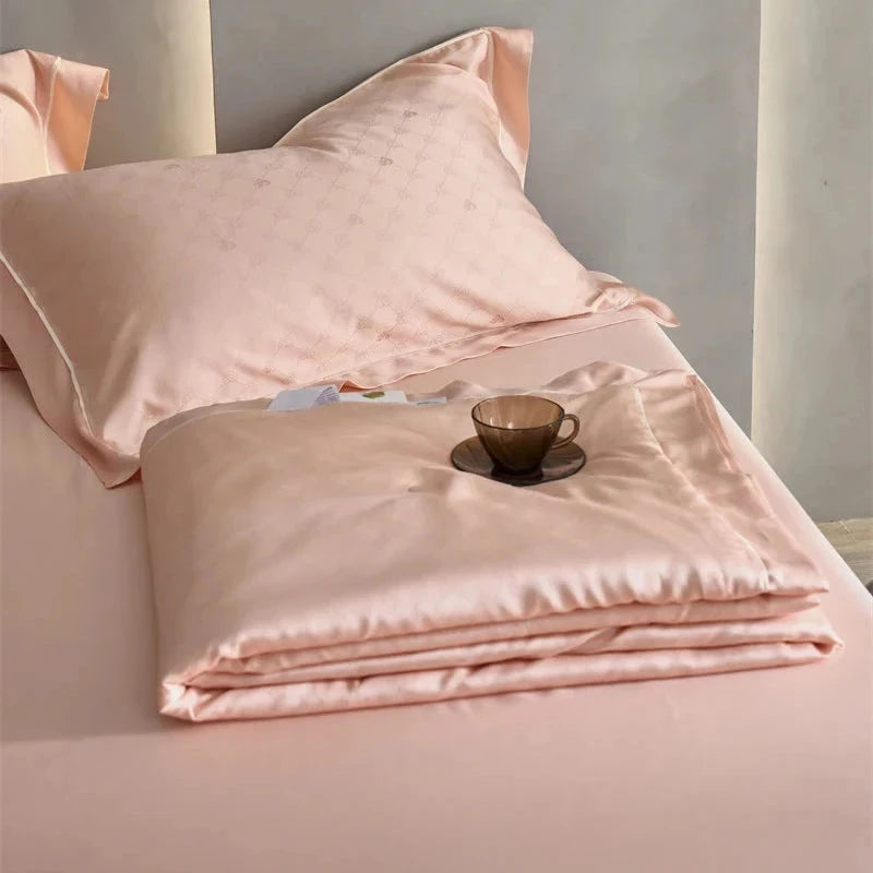 kawaiies-softtoys-plushies-kawaii-plush-Rose Peach Luxurious Lyocell Jacquard Blanket Set Bedding Sets