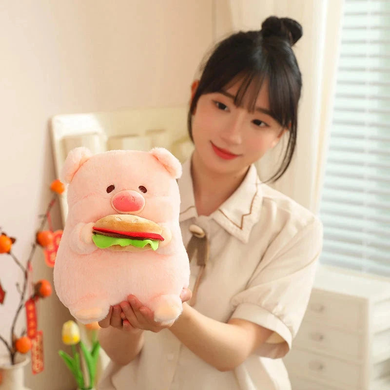kawaiies-softtoys-plushies-kawaii-plush-Round Fluffy Chonky Piggy Plushie Soft toy Burger 20cm