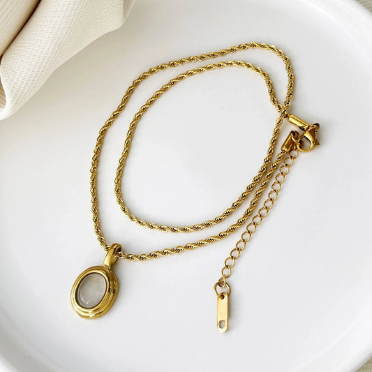 kawaiies-softtoys-plushies-kawaii-plush-Selene Oval Pendant Necklace Jewelry White