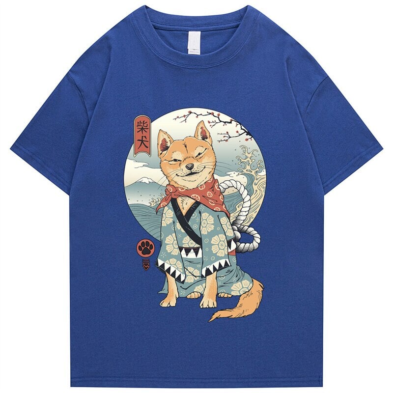 kawaiies-softtoys-plushies-kawaii-plush-Shiba Inu in Kimono Tee Tops Blue S