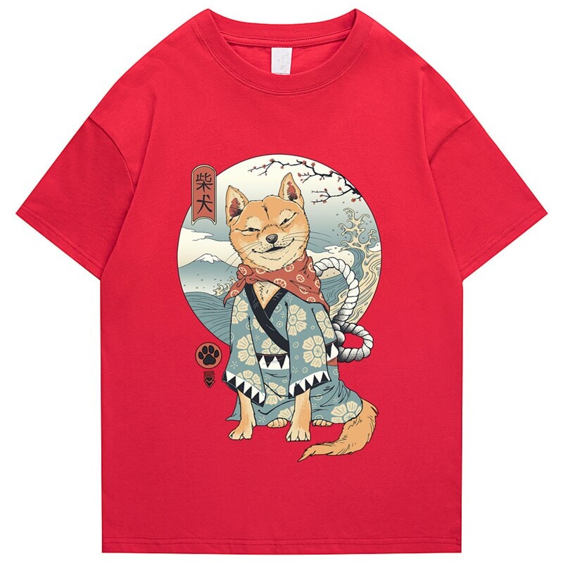 kawaiies-softtoys-plushies-kawaii-plush-Shiba Inu in Kimono Tee Tops Red S