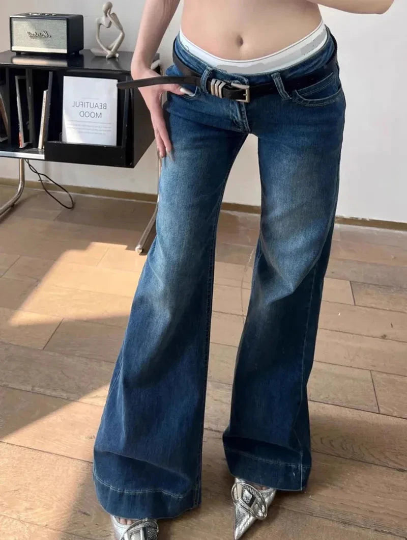 kawaiies-softtoys-plushies-kawaii-plush-Skyline Low Rise Flare Women's Blue Jeans Apparel