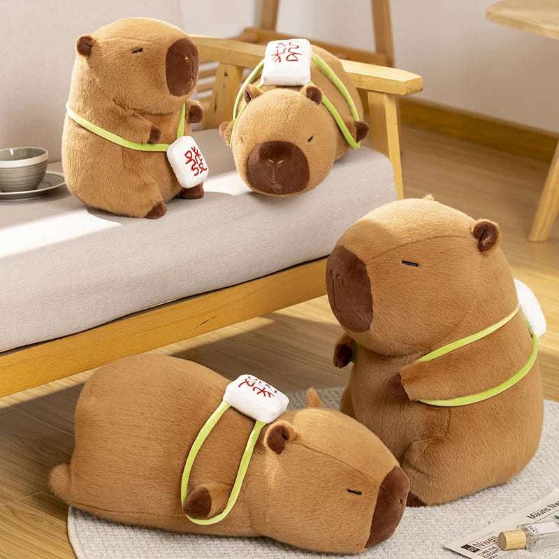 kawaiies-softtoys-plushies-kawaii-plush-Sleepy Capybara with Mahjong Backpack Plushie Soft toy
