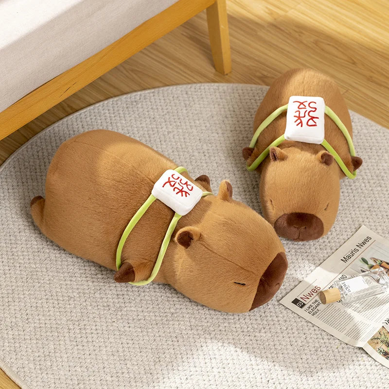 kawaiies-softtoys-plushies-kawaii-plush-Sleepy Capybara with Mahjong Backpack Plushie Soft toy