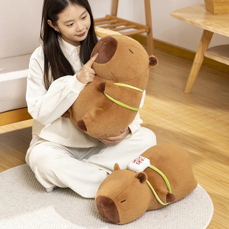 kawaiies-softtoys-plushies-kawaii-plush-Sleepy Capybara with Mahjong Backpack Plushie Soft toy