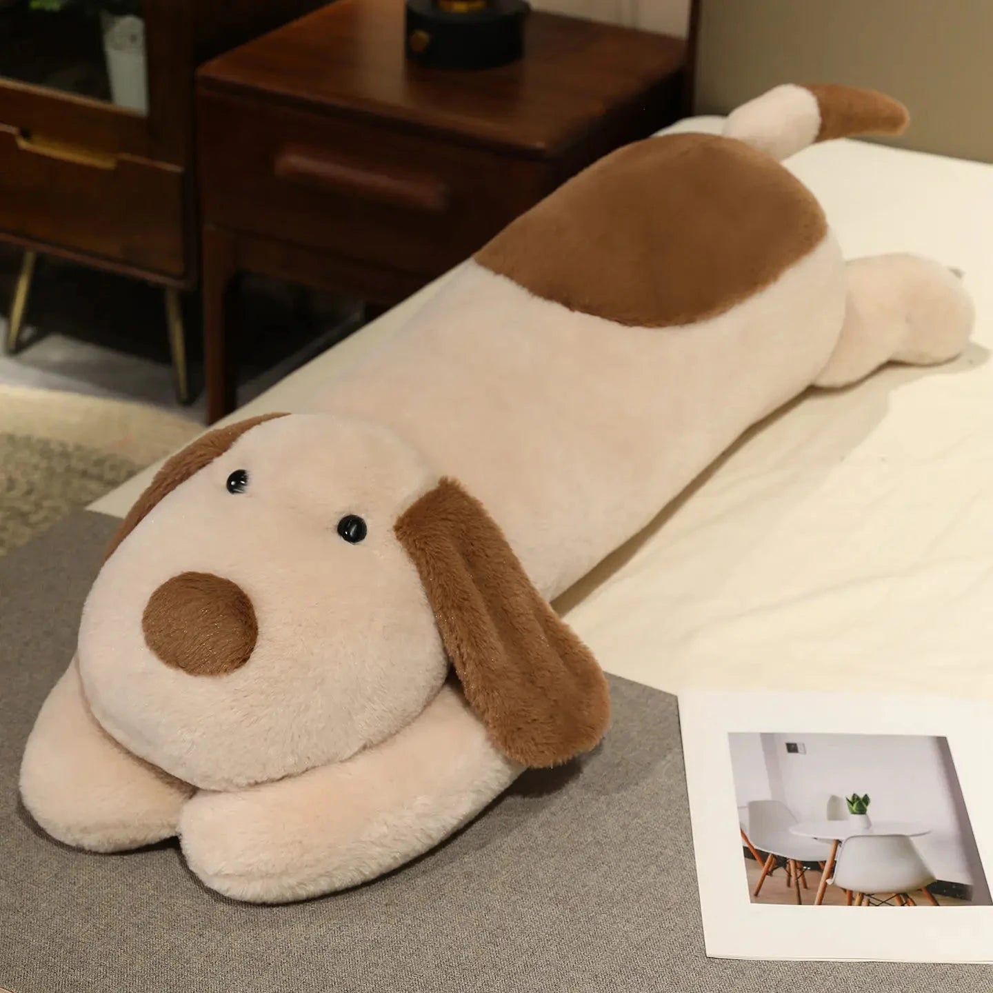 kawaiies-softtoys-plushies-kawaii-plush-Snoozie the Sleepy Puppy Hug Pillow Soft toy Beige (Open) 100cm