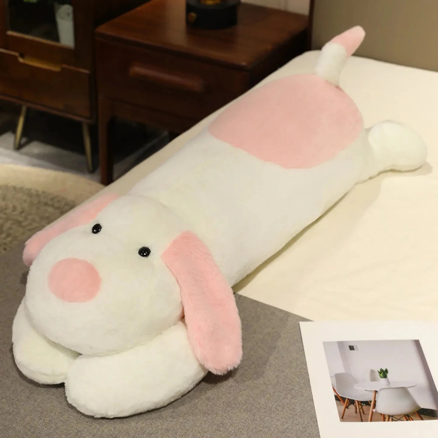 kawaiies-softtoys-plushies-kawaii-plush-Snoozie the Sleepy Puppy Hug Pillow Soft toy Pink (Open) 100cm