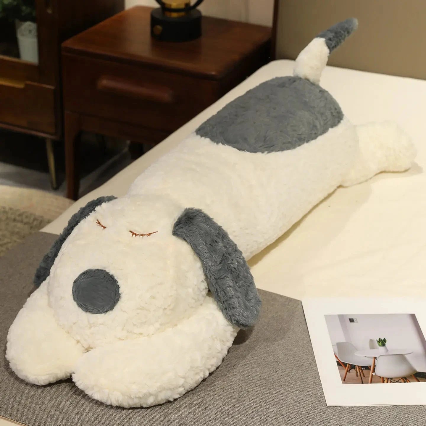 kawaiies-softtoys-plushies-kawaii-plush-Snoozie the Sleepy Puppy Hug Pillow Soft toy White (Close) 100cm