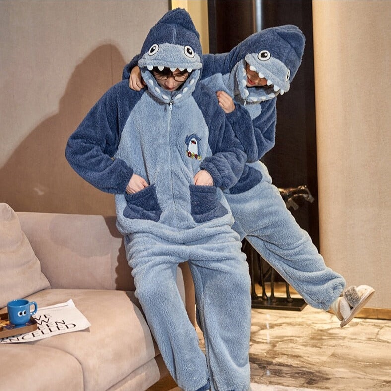 kawaiies-softtoys-plushies-kawaii-plush-Soft Blue Shark Fluffy Pyjama 1-Piece Set | NEW Apparel 