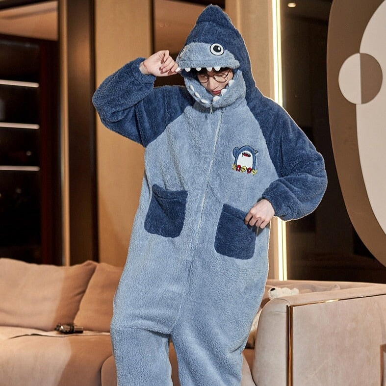 kawaiies-softtoys-plushies-kawaii-plush-Soft Blue Shark Fluffy Pyjama 1-Piece Set | NEW Apparel 