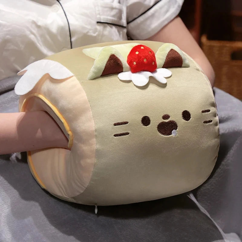 kawaiies-softtoys-plushies-kawaii-plush-Soft Cat Swiss Roll Cake Handwarmer Plush with Blanket Soft toy