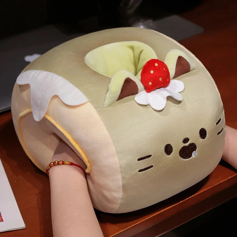 kawaiies-softtoys-plushies-kawaii-plush-Soft Cat Swiss Roll Cake Handwarmer Plush with Blanket Soft toy