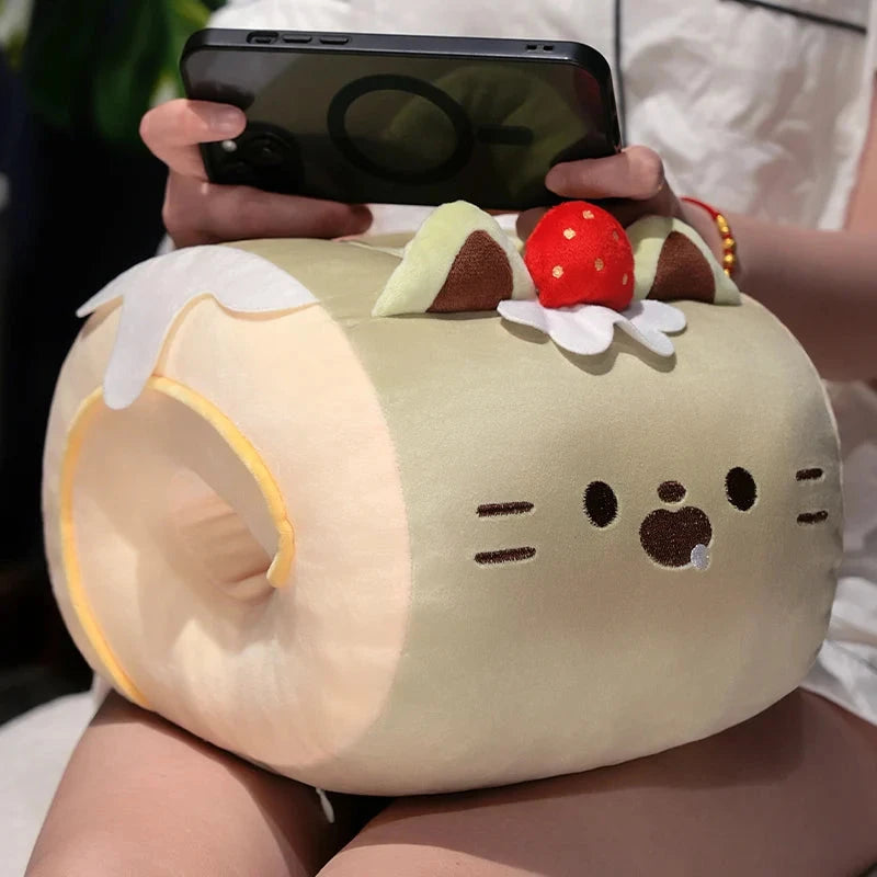 kawaiies-softtoys-plushies-kawaii-plush-Soft Cat Swiss Roll Cake Handwarmer Plush with Blanket Soft toy