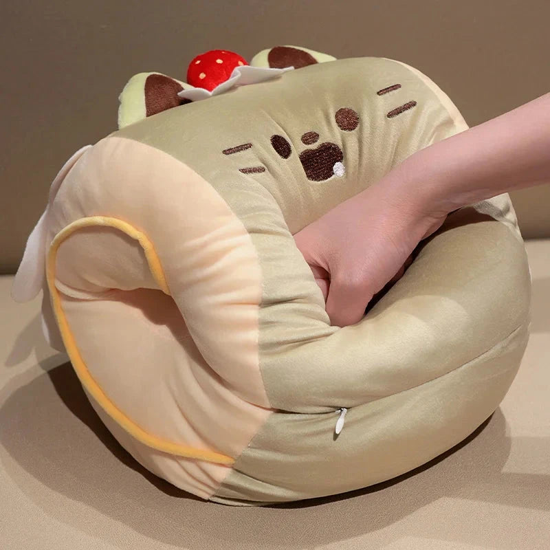kawaiies-softtoys-plushies-kawaii-plush-Soft Cat Swiss Roll Cake Handwarmer Plush with Blanket Soft toy