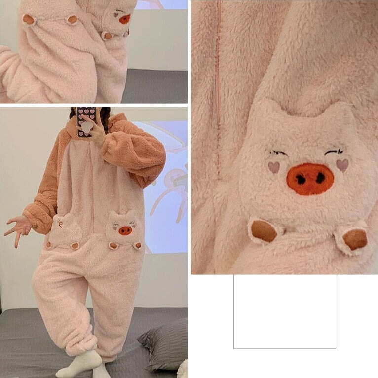 kawaiies-softtoys-plushies-kawaii-plush-Soft Pig Fluffy Pyjama 1-Piece Set | NEW Apparel 