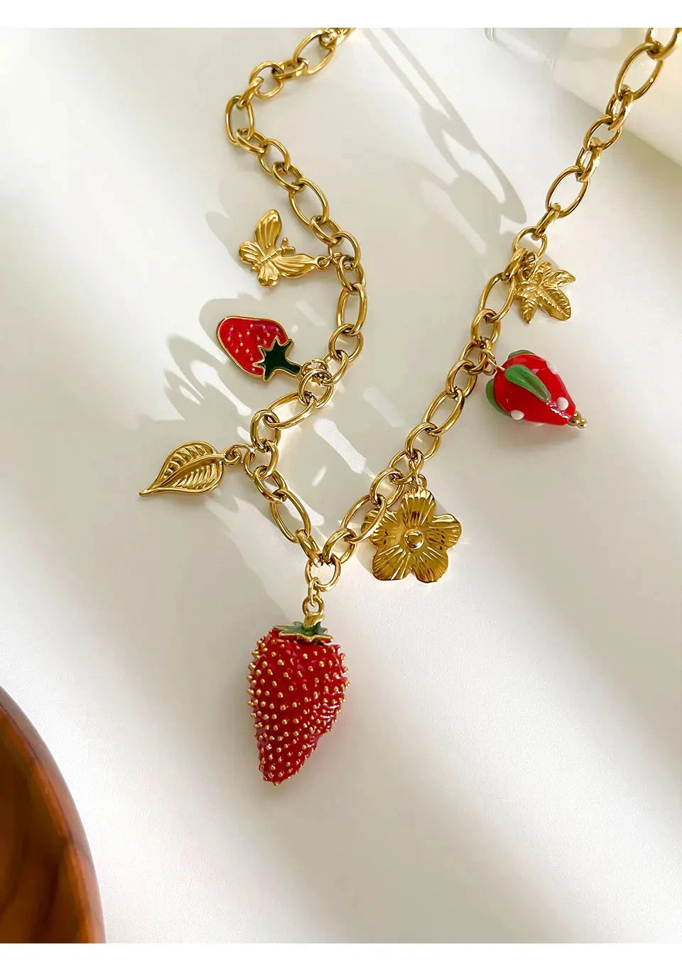 kawaiies-softtoys-plushies-kawaii-plush-Strawberry Garden Gold-Plated Necklace Jewelry