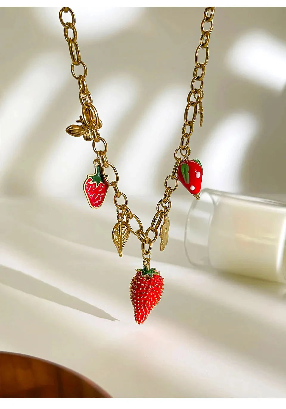 kawaiies-softtoys-plushies-kawaii-plush-Strawberry Garden Gold-Plated Necklace Jewelry