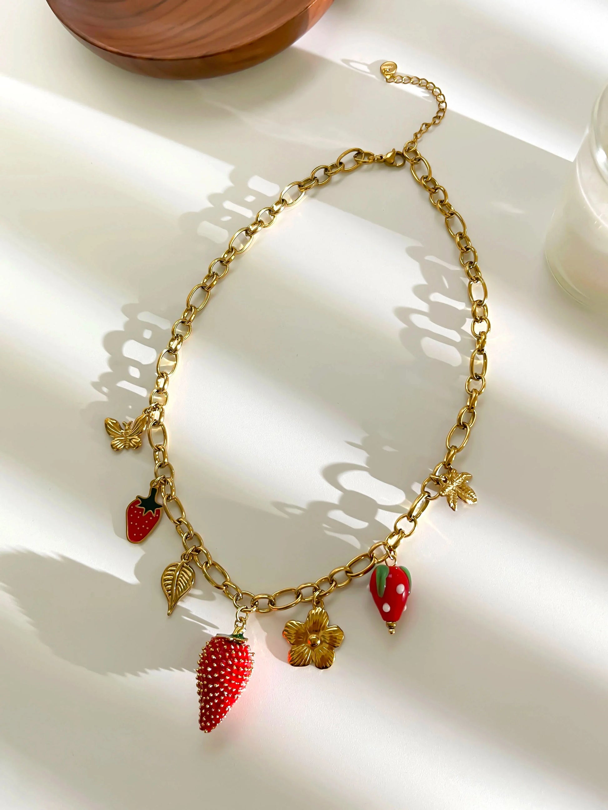 kawaiies-softtoys-plushies-kawaii-plush-Strawberry Garden Gold-Plated Necklace Jewelry