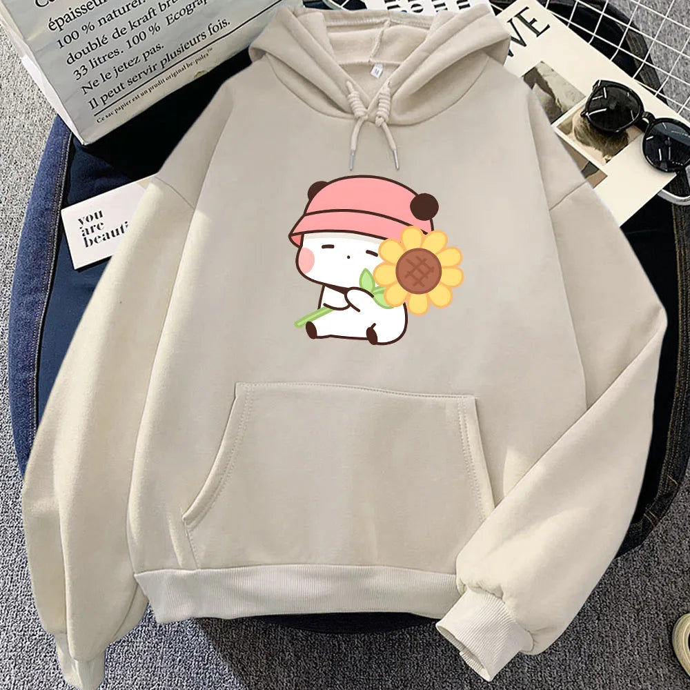 kawaiies-softtoys-plushies-kawaii-plush-Sunflower Panda Unisex Hoodie Apparel Cream XS
