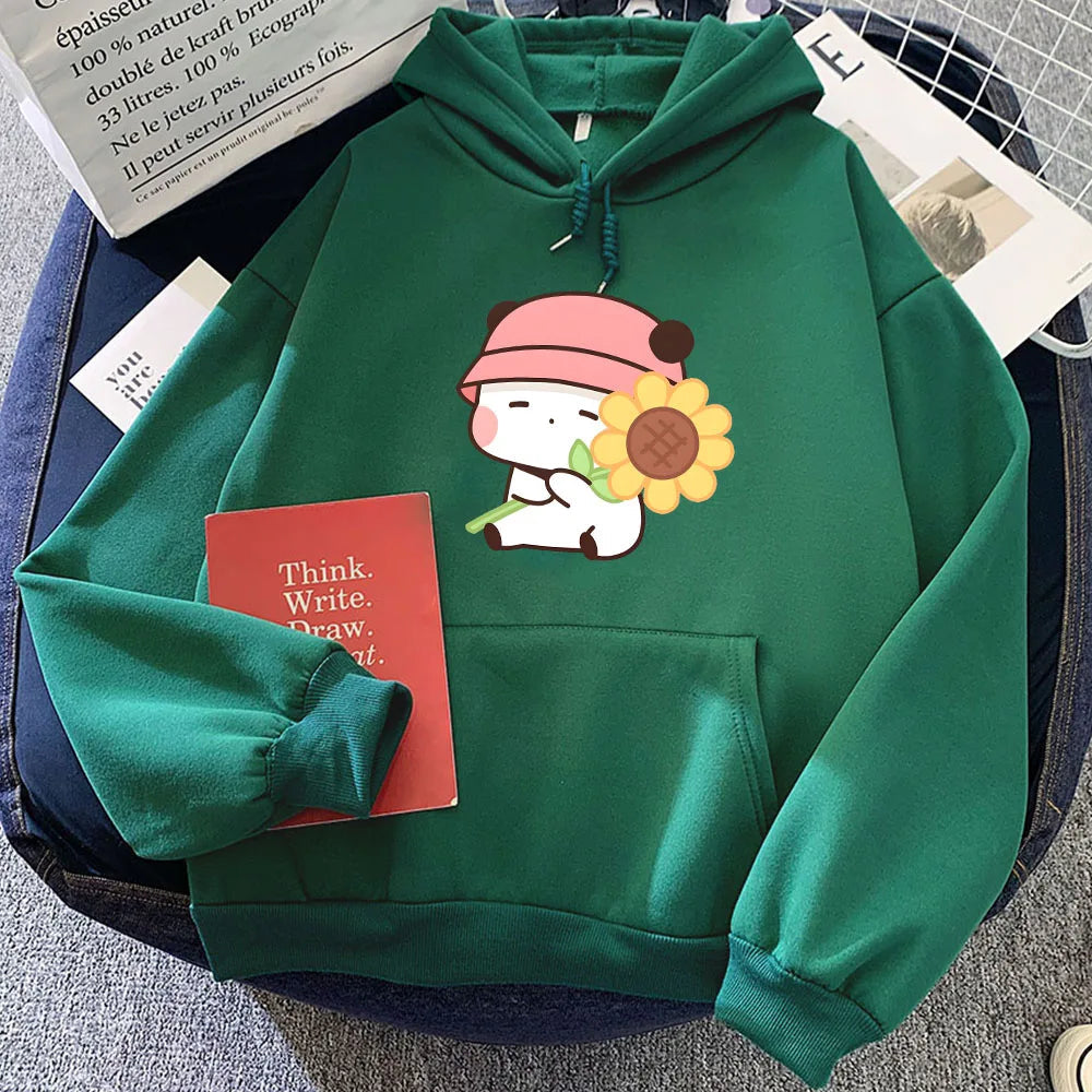kawaiies-softtoys-plushies-kawaii-plush-Sunflower Panda Unisex Hoodie Apparel Green XS