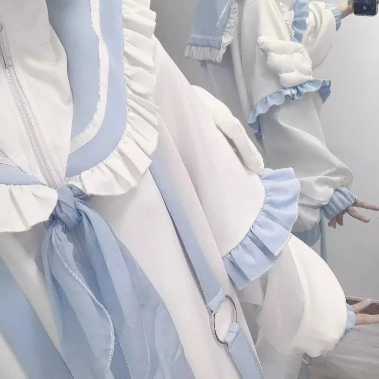 kawaiies-softtoys-plushies-kawaii-plush-Sweetheart Harajuku White Blue Ruffles Zipper Jacket Apparel