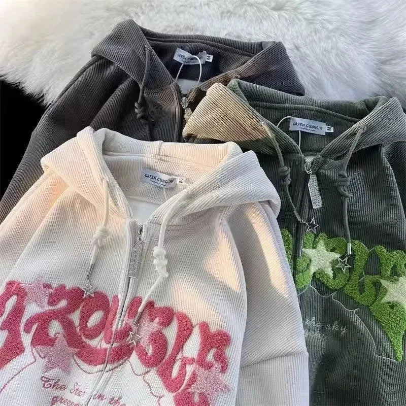 kawaiies-softtoys-plushies-kawaii-plush-. Thick Oversized 'Trouble' Y2K Streetwear Hoodie Apparel
