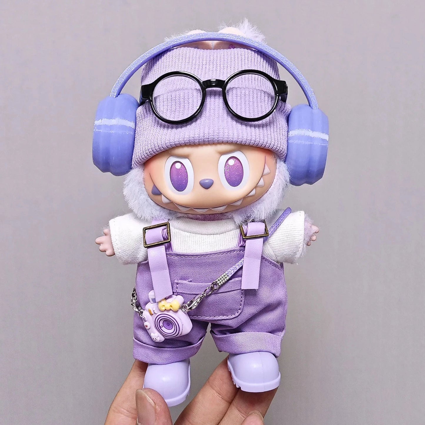 kawaiies-softtoys-plushies-kawaii-plush-Trendy Streetwear Kid Purple Labubu Outfit Accessories