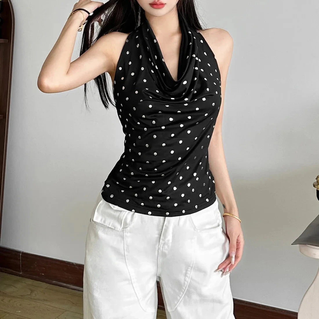 kawaiies-softtoys-plushies-kawaii-plush-Vintage Polka Dot Women's Halter Top Apparel