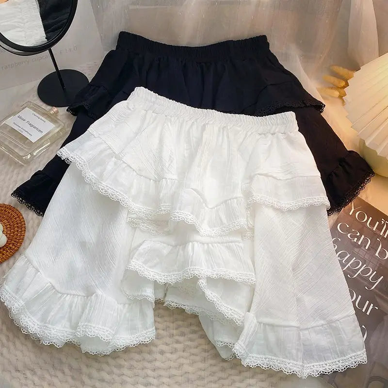 kawaiies-softtoys-plushies-kawaii-plush-White Black Irregular Layered Mini Skirt Apparel