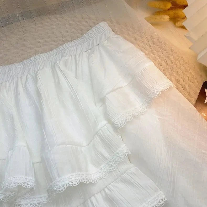 kawaiies-softtoys-plushies-kawaii-plush-White Black Irregular Layered Mini Skirt Apparel