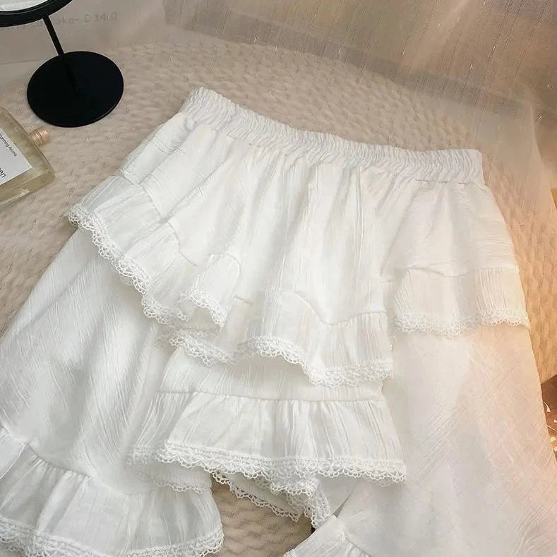 kawaiies-softtoys-plushies-kawaii-plush-White Black Irregular Layered Mini Skirt Apparel